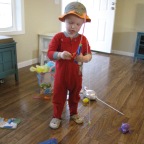 "Happy Easter Morning!" my son would say. He got a pretend fishing pole and a hat to wear.