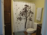 Our guest bathroom is clean too. Don't you love that shower curtain?